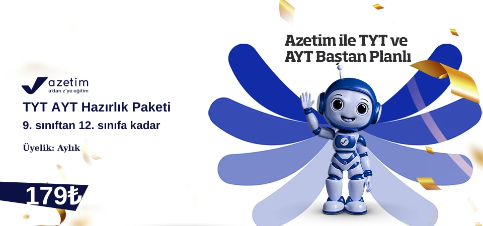 Azetim TYT AYT Hazırlık Aylık Paketi ( 9. sınıftan 12. sınıfa kadar) Azetim TYT AYT Hazırlık Aylık Paketi ( 9. sınıftan 12. sınıfa kadar)